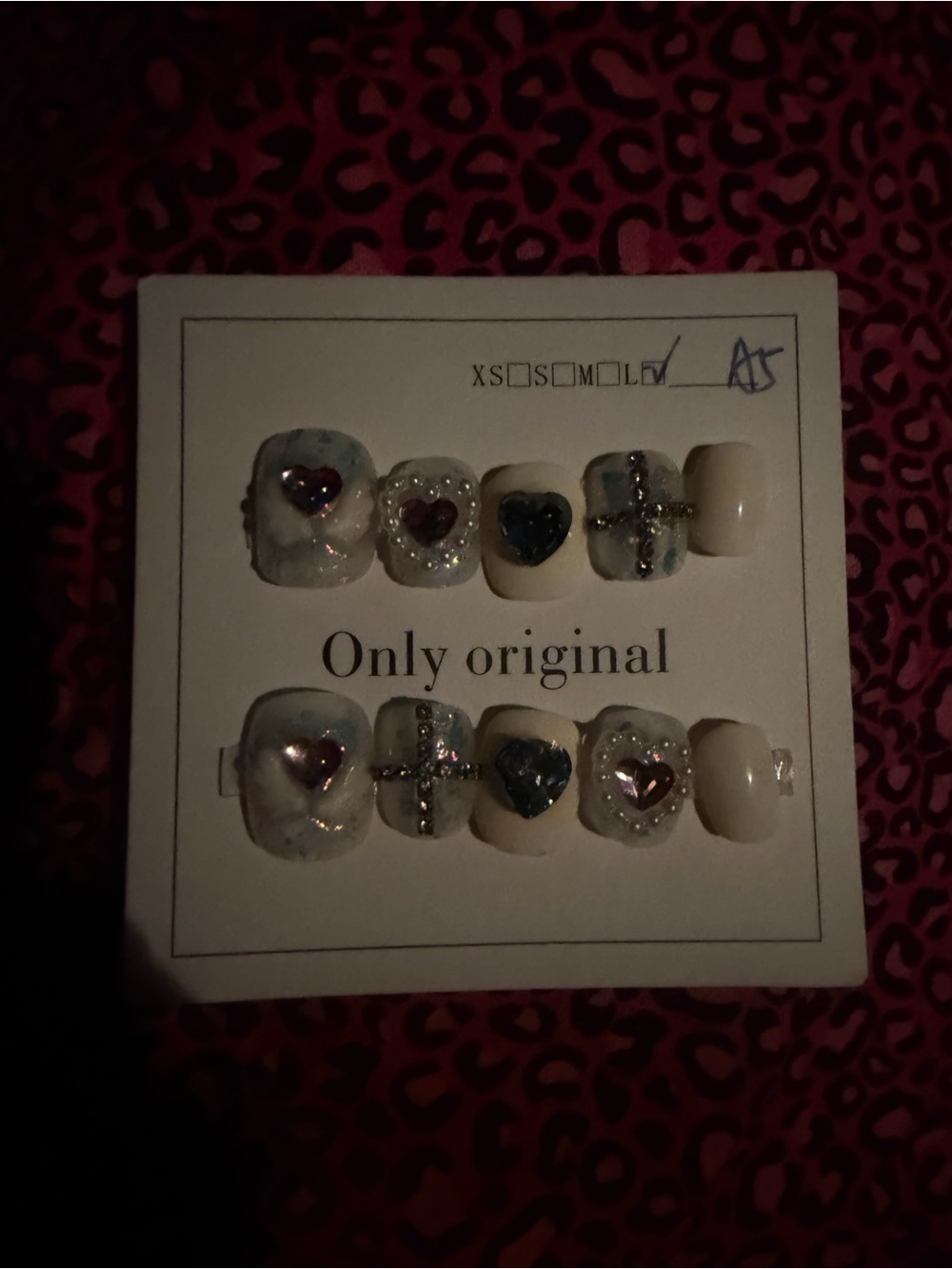 White and Blue Heart Accent Press-Ons